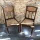 Pair old chair style louis xvi wood + seat & back cannée vintage