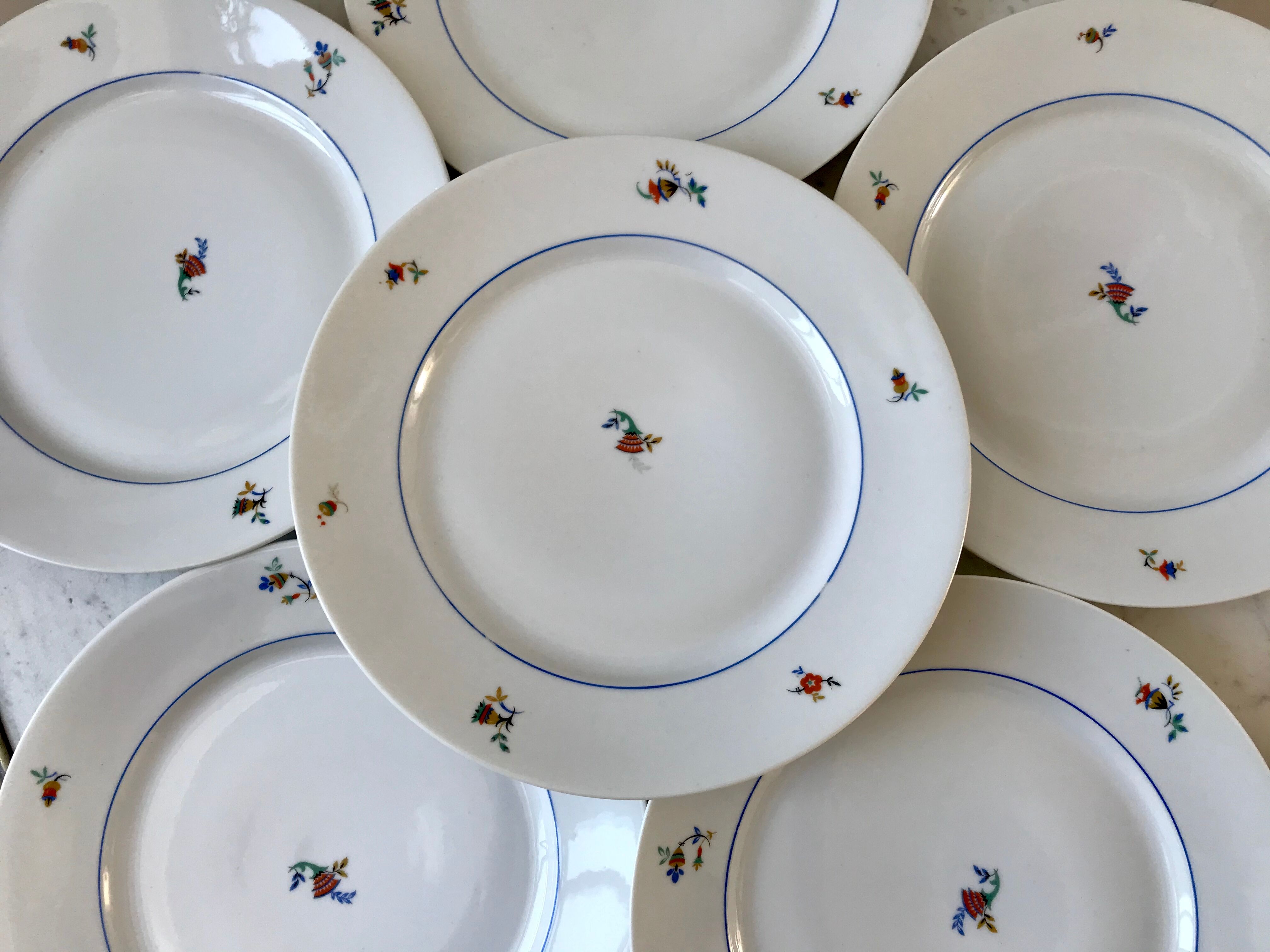 Set of 6 Czech flat plates made in France registered model 50s-60s
