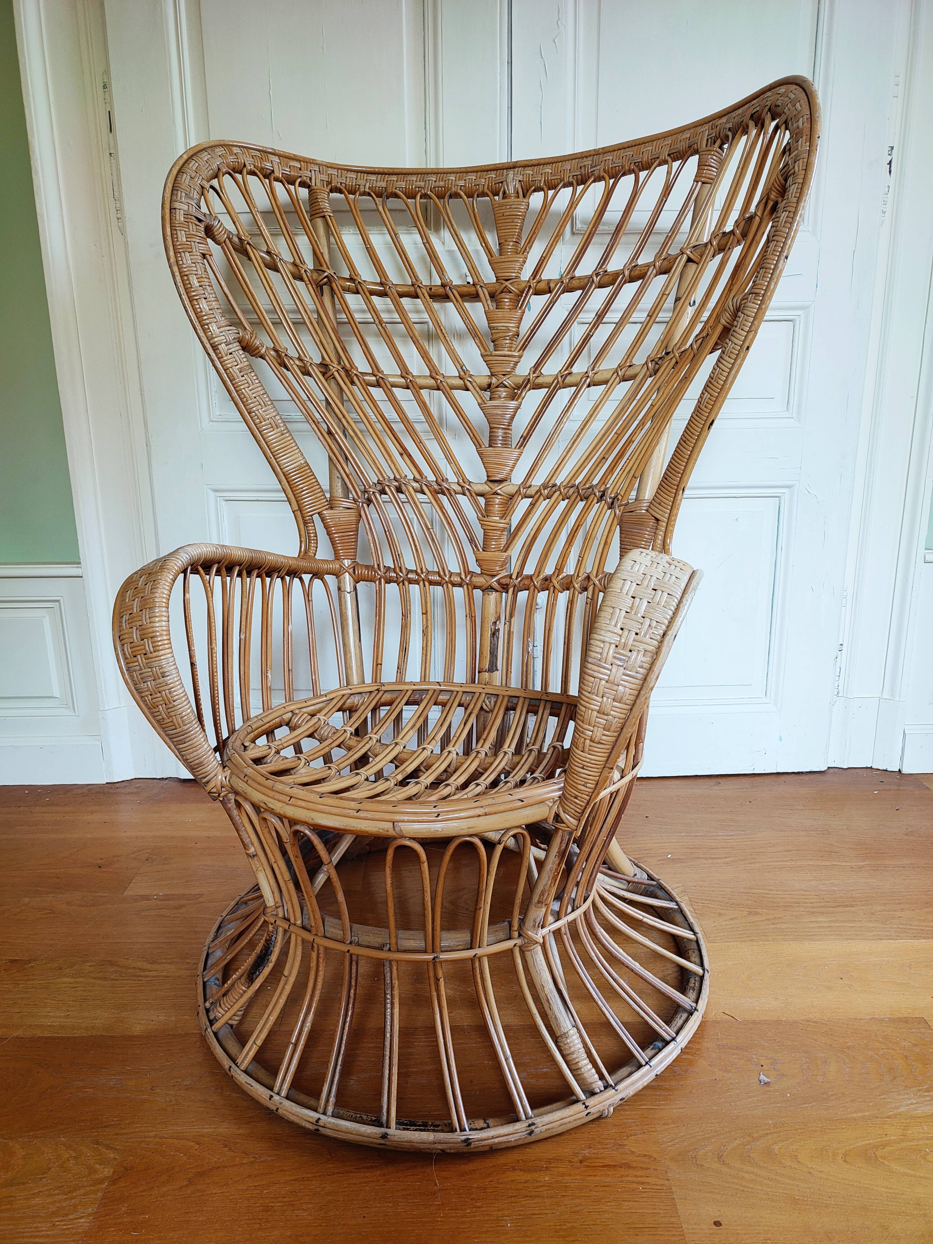 Rattan armchair design Ponti & Lio Carminati