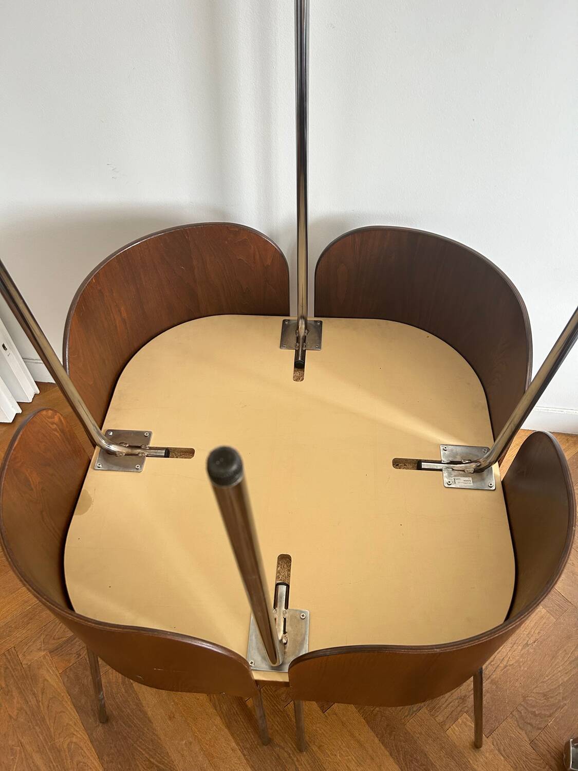 Set of table and 4 teak chairs, Fusion model by Sandra Kragnert for IKEA, Sweden, 1970s: