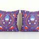 Set of 2 vintage embroidered cushion covers 48x48 cm