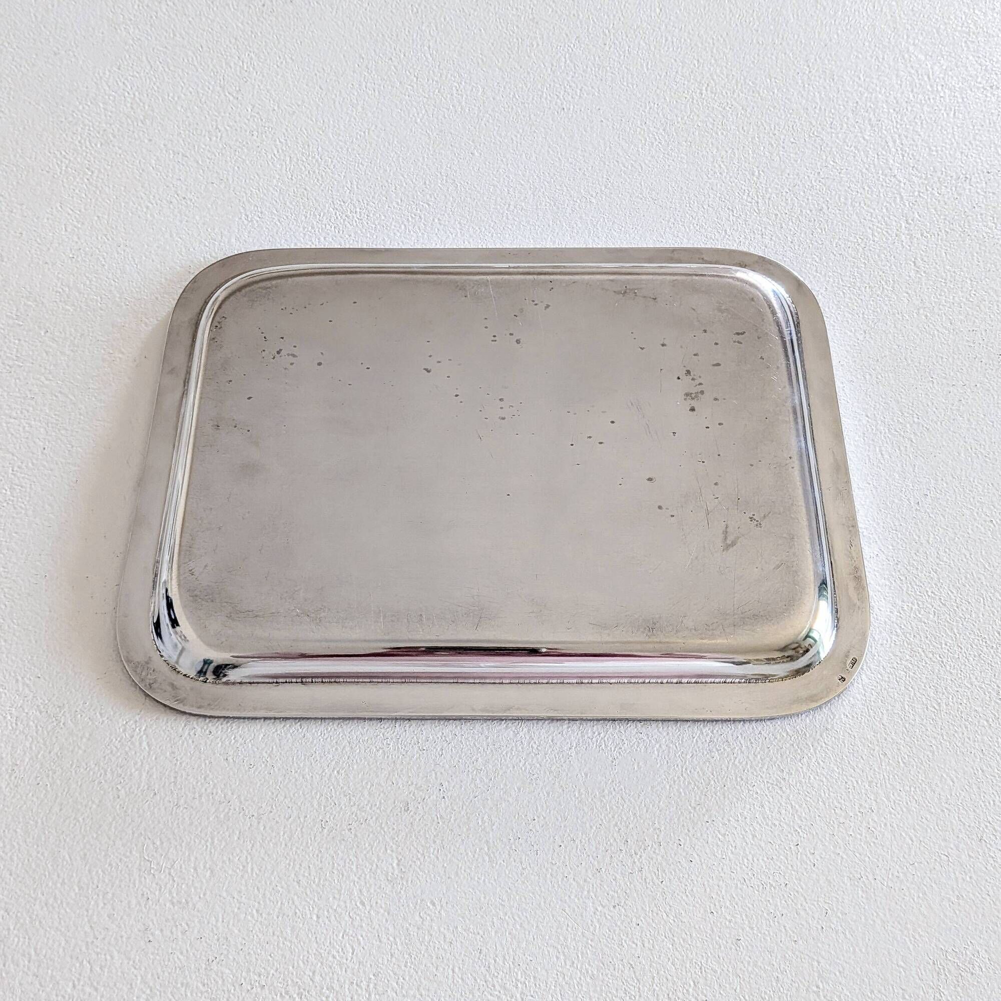 Liqueur service with 10 crystal glasses, solid silver and tray.