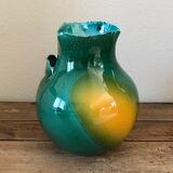 Yellow heart green ceramic vase