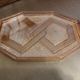 Aperitif set carafe tray and 6 glasses - thick pink glass - art deco