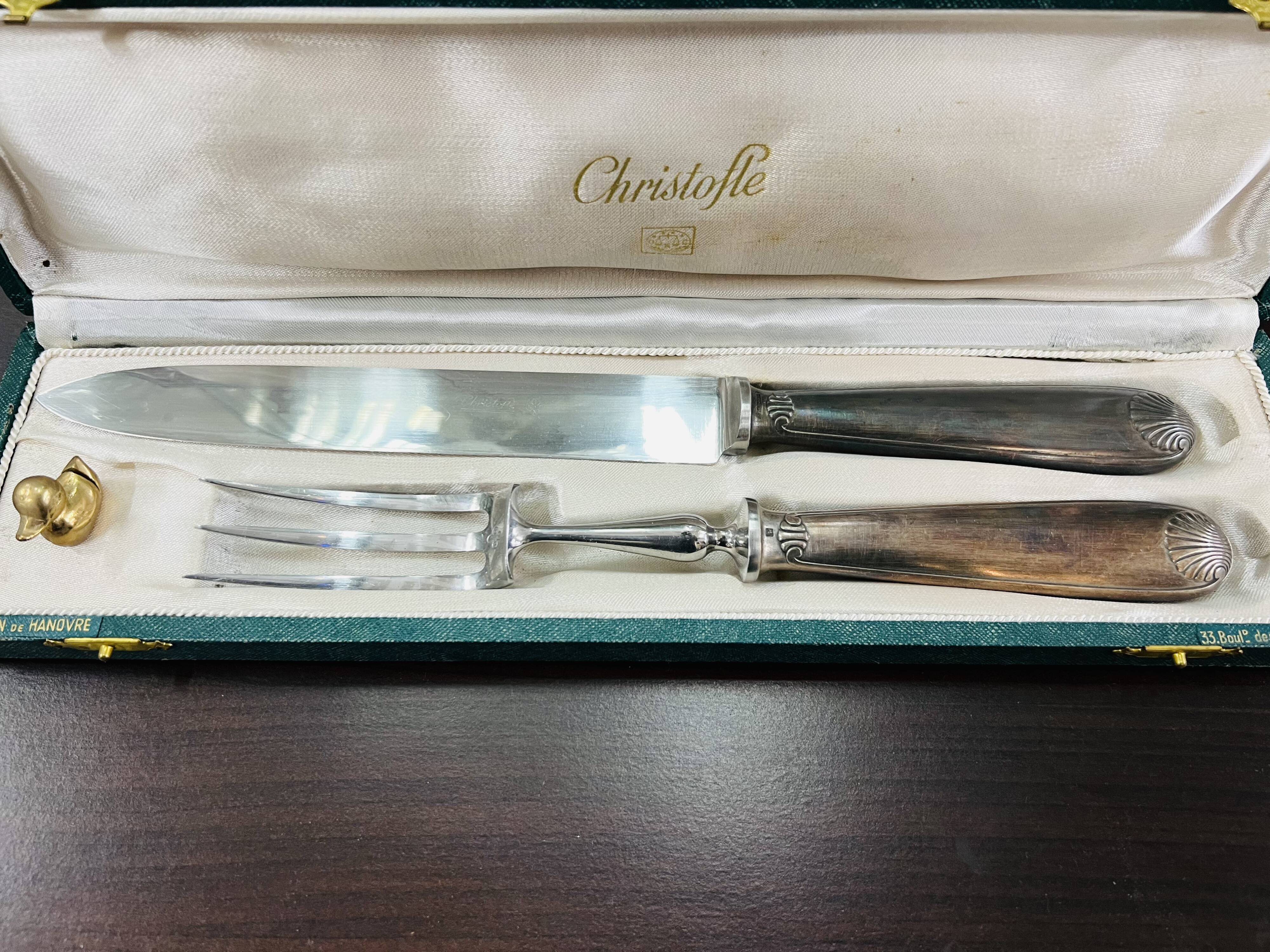 Silver metal cutting service cutlery, CHRISTOFLE, vendome model