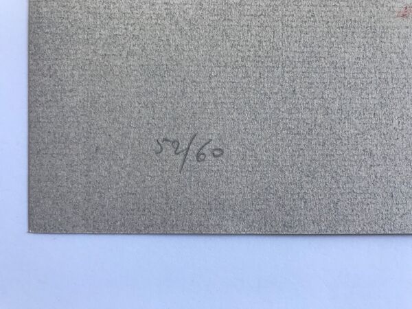 Lithographie originale sur papier ingres signée de Claude Garache, suite vermillon v, 1981