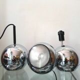 Three chrome metal eyeball spotlights 1970