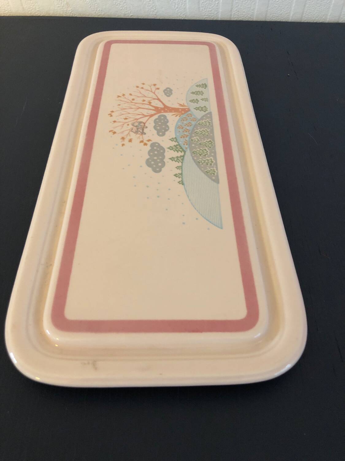 Winter pattern porcelain cake dish