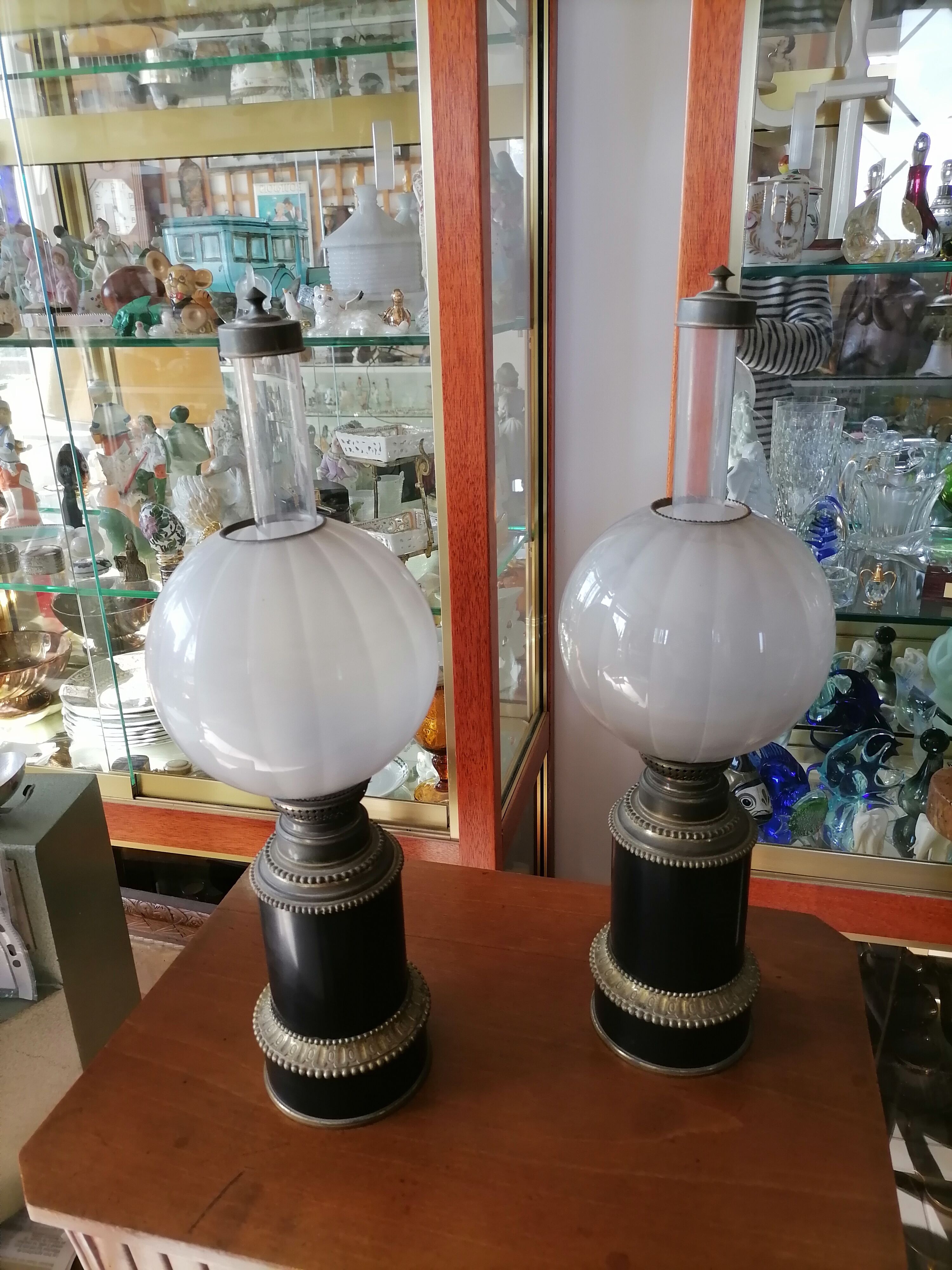 Paire de lampes à pétrole Napoléon III