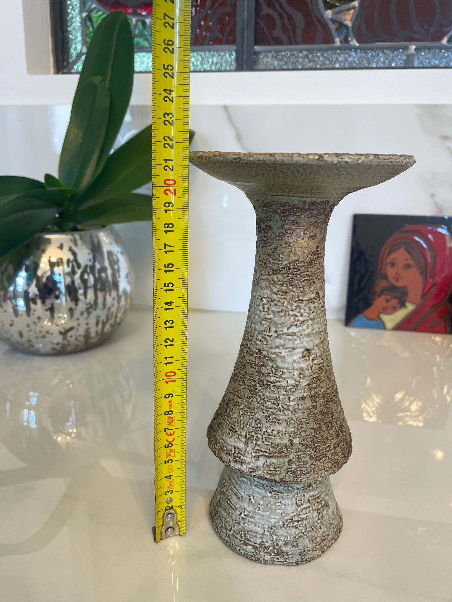 Vallauris candlestick signed 21.5 cm – 1970s brutalist ceramic
