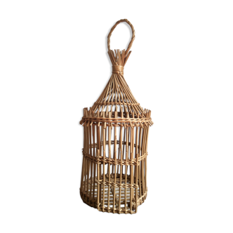 Cage à oiseaux vintage en rotin