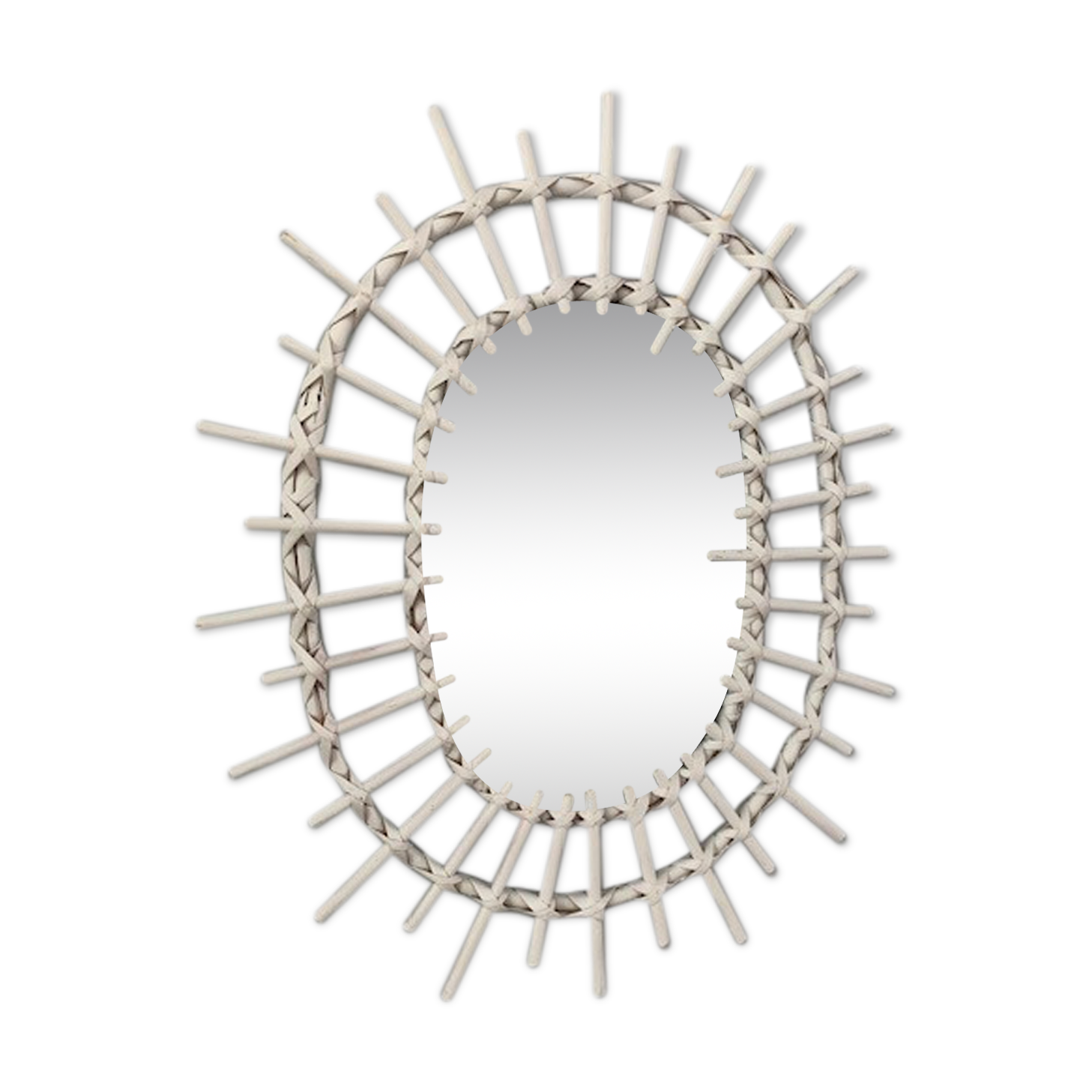 Miroir rotin blanc 50x40cm