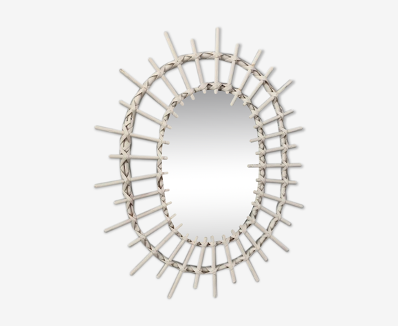 Miroir rotin blanc 50x40cm