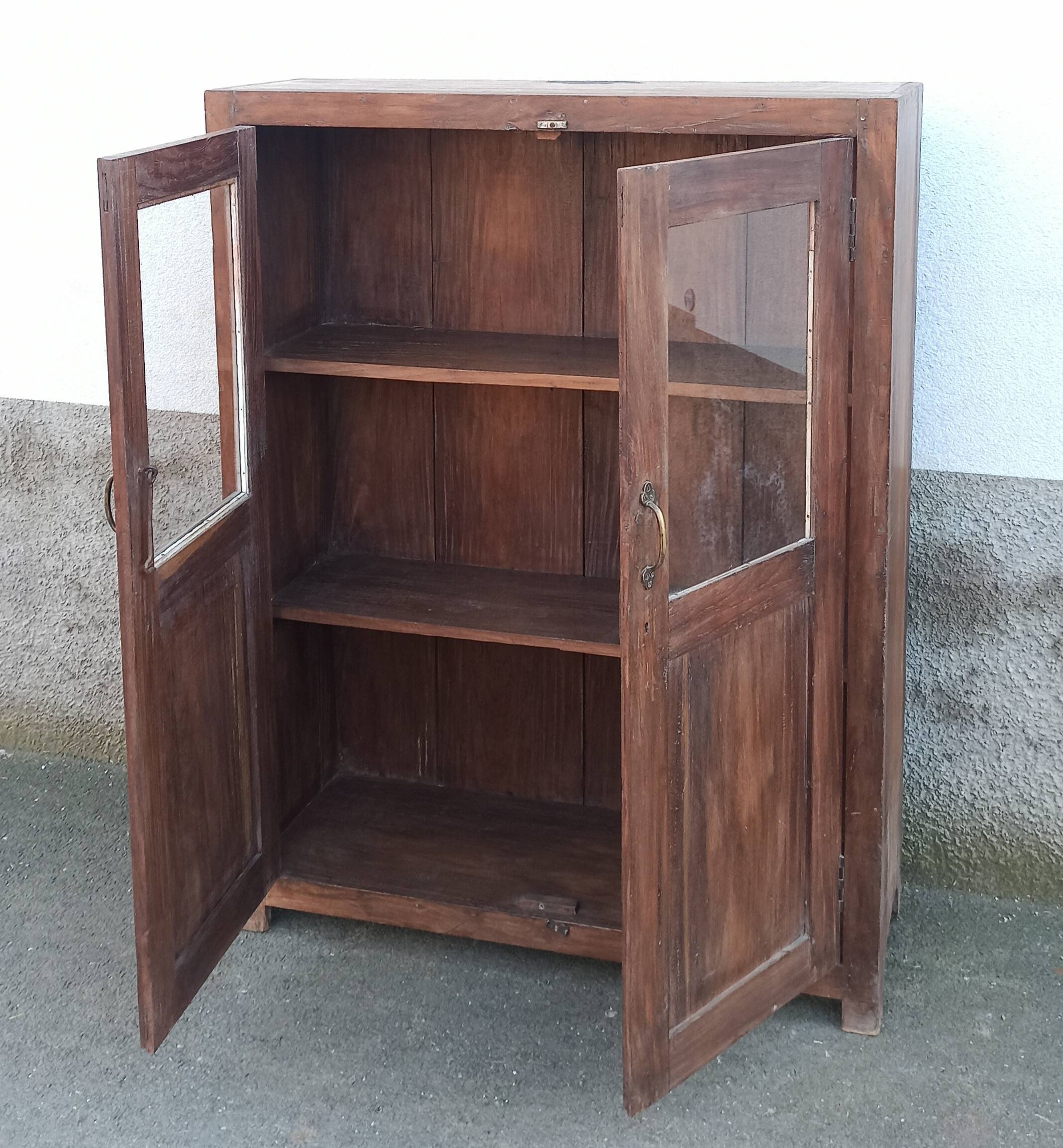 Old wooden glass cabinet