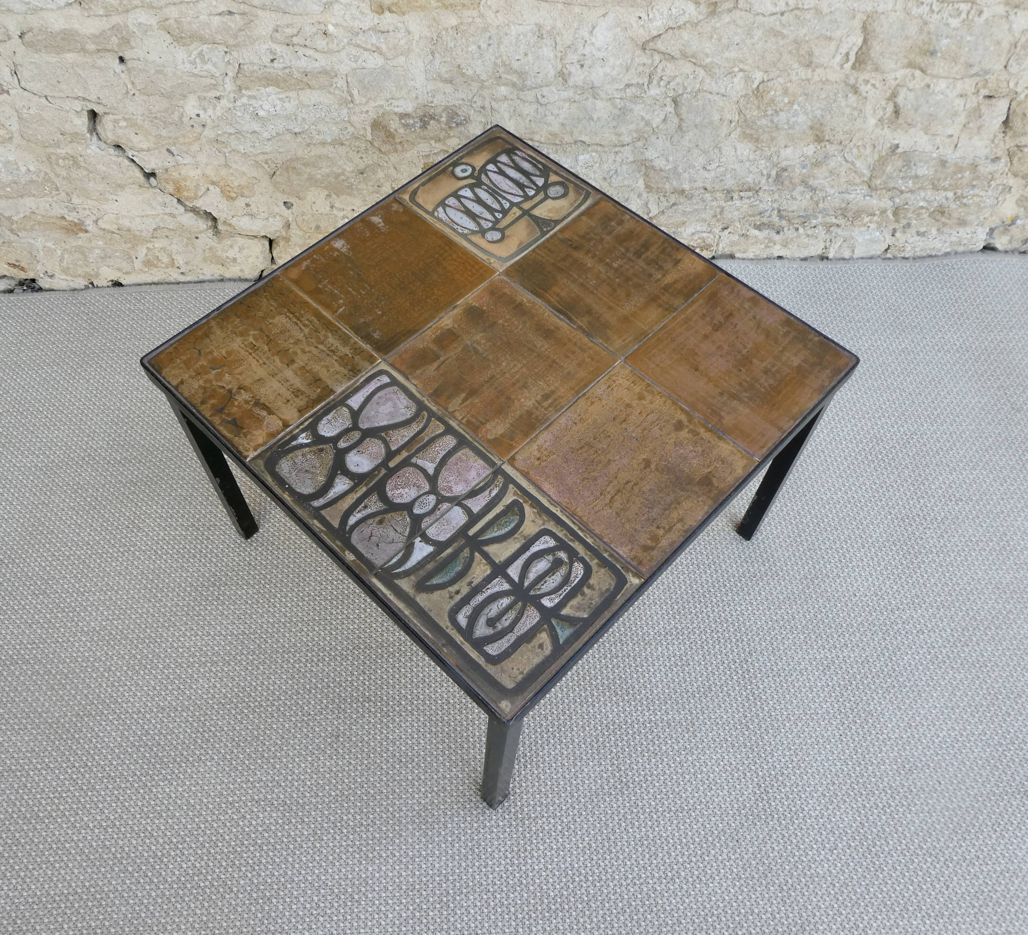 Coffee table, piece of ceramic sofa by Gregorieff for Roche Bobois, 60s