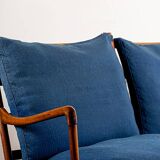 Danish 2-seater sofa in mahogany and cane by Ole Wanscher, 1960.