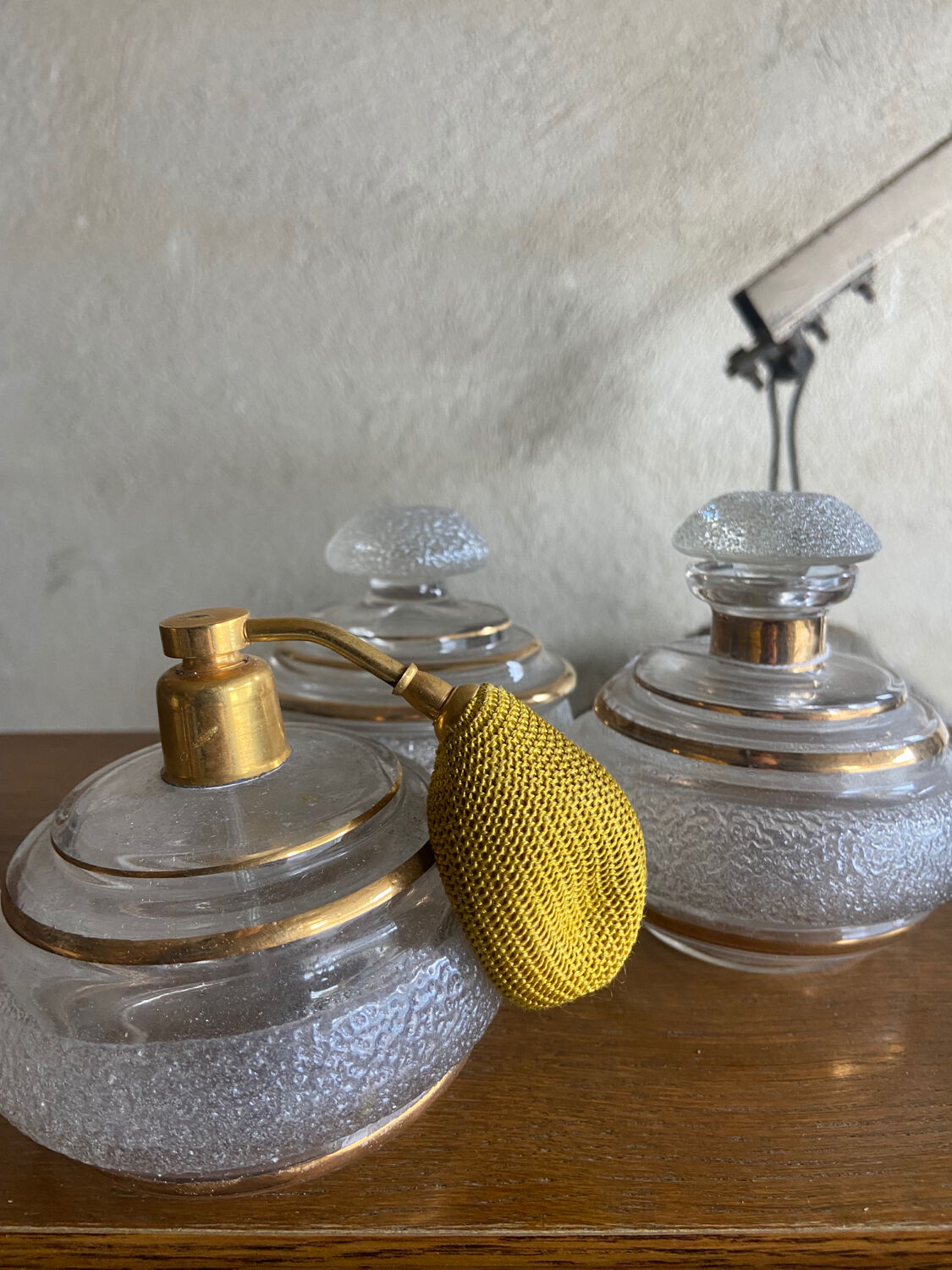 Trio of glass toiletries