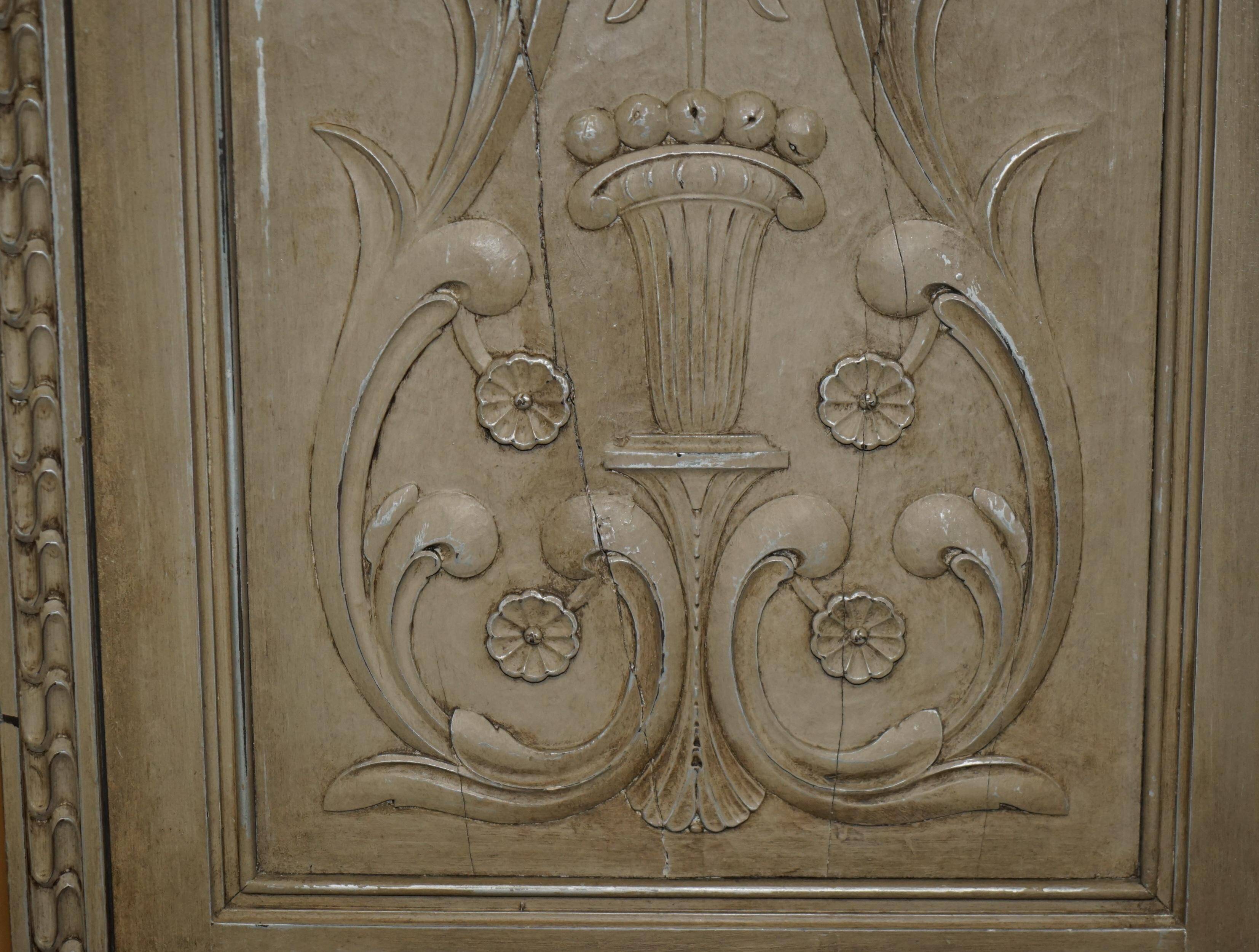 Jacobean Revival armoire, hand-carved, painted - 1840-1860