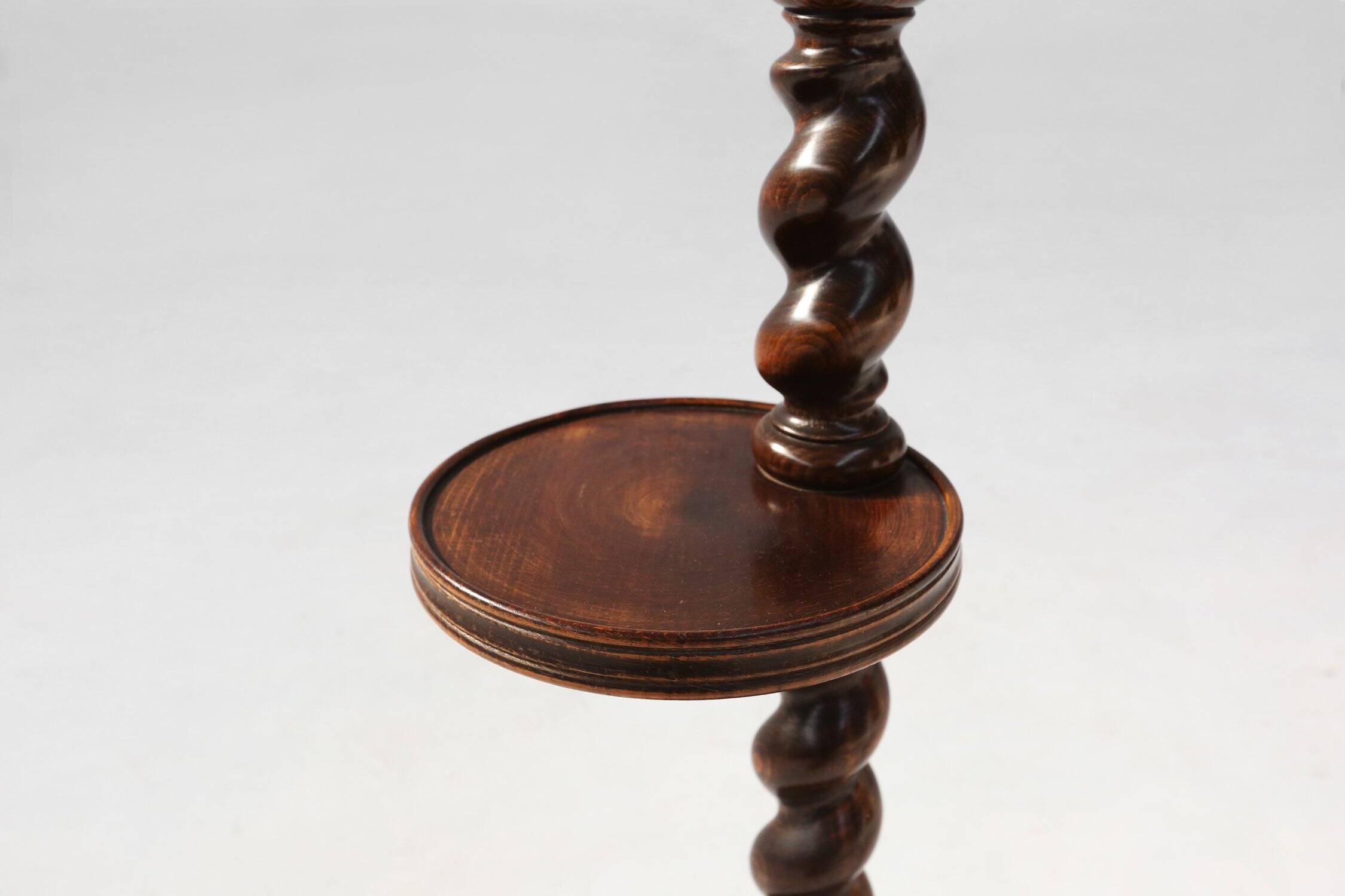 Art Deco Oak Ashtray on Hand-Turned Base, France, 1930s