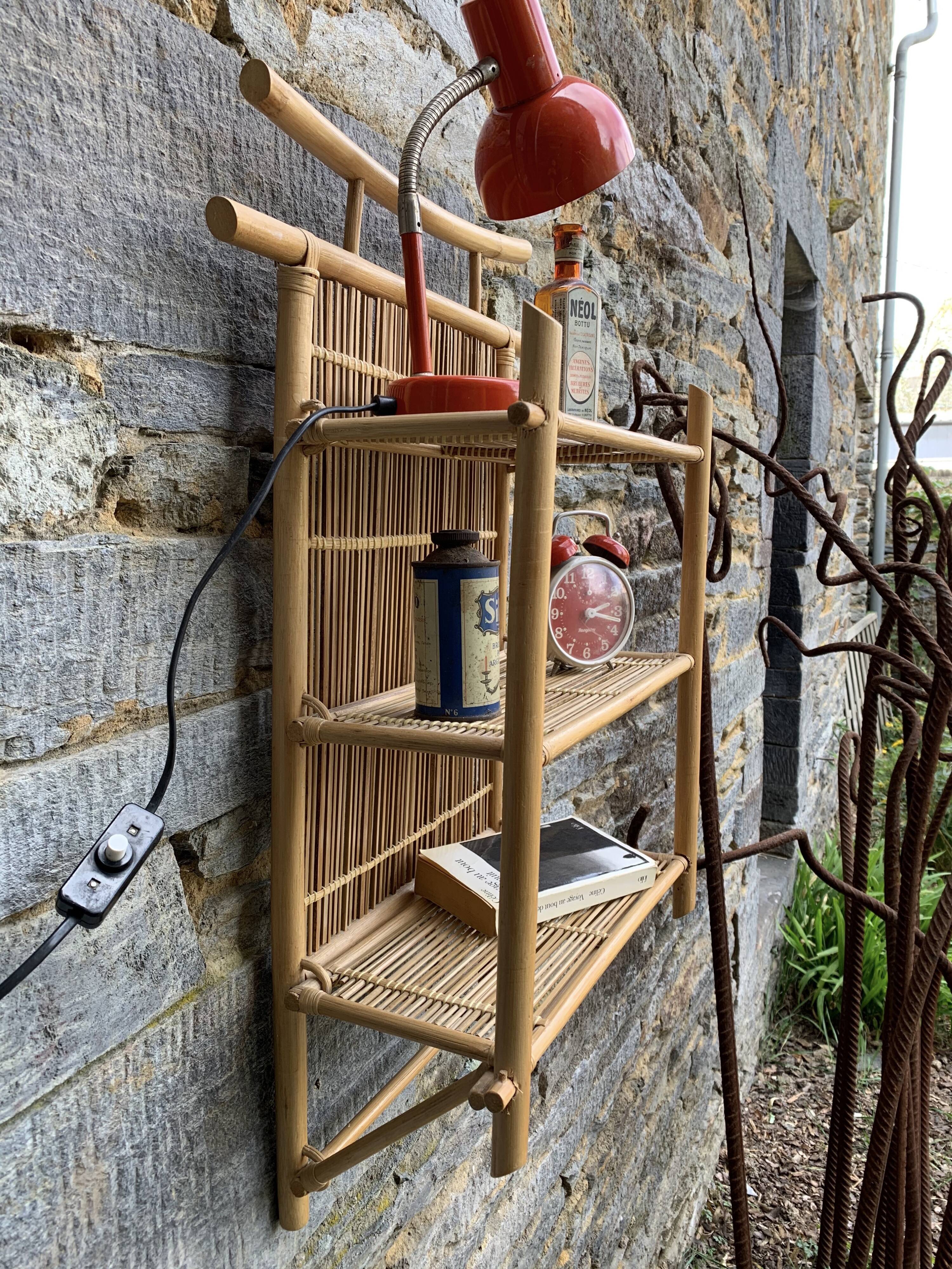 70s bamboo shelf