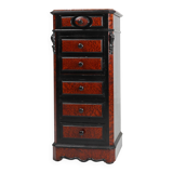 Rare Antique French chest of drawers in wood, burl veneer and marble, ca. 1