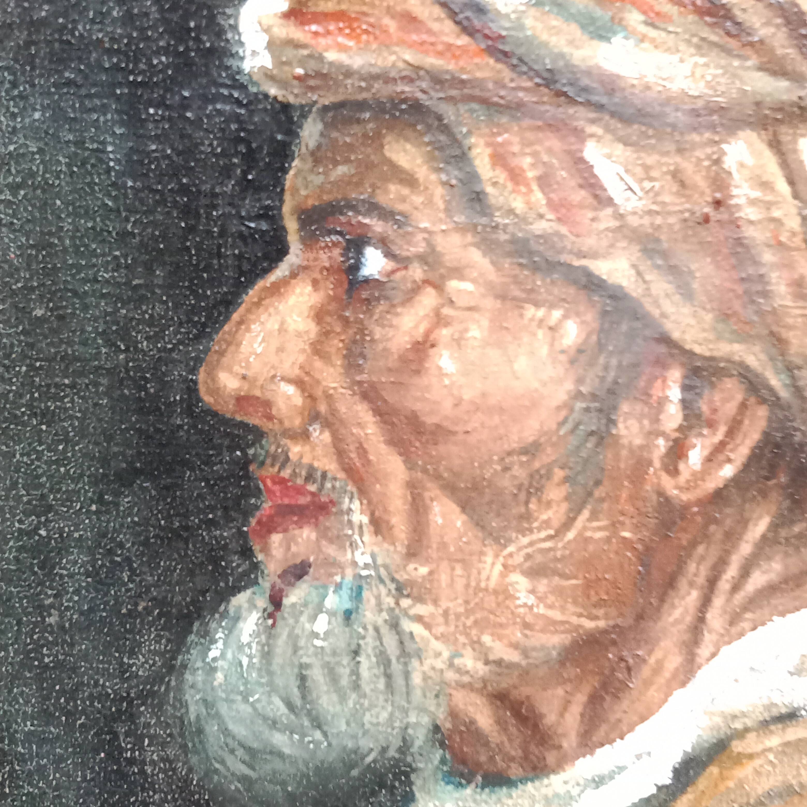 Portrait of a Man, Orientalist Painting, Art Deco Frame