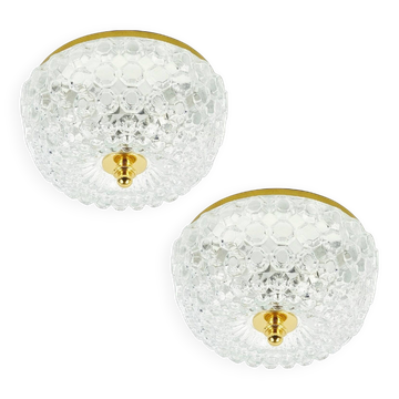 Paire de plafonniers en verre bulle du milieu du siècle - H.Tynell pour Limburg, années 60