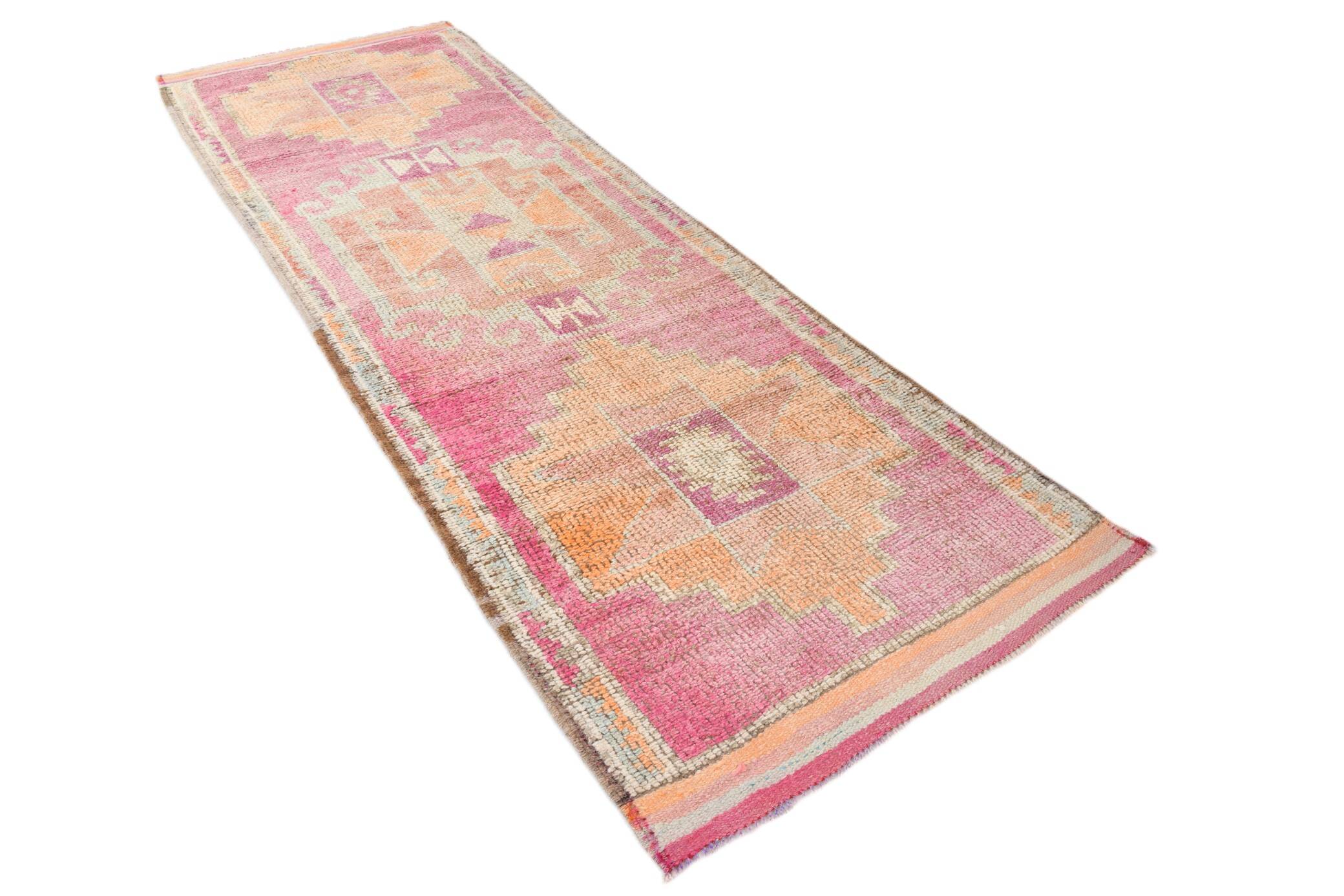 Tapis coureur vintage turc pastel rose 3x10, 97x310 cm