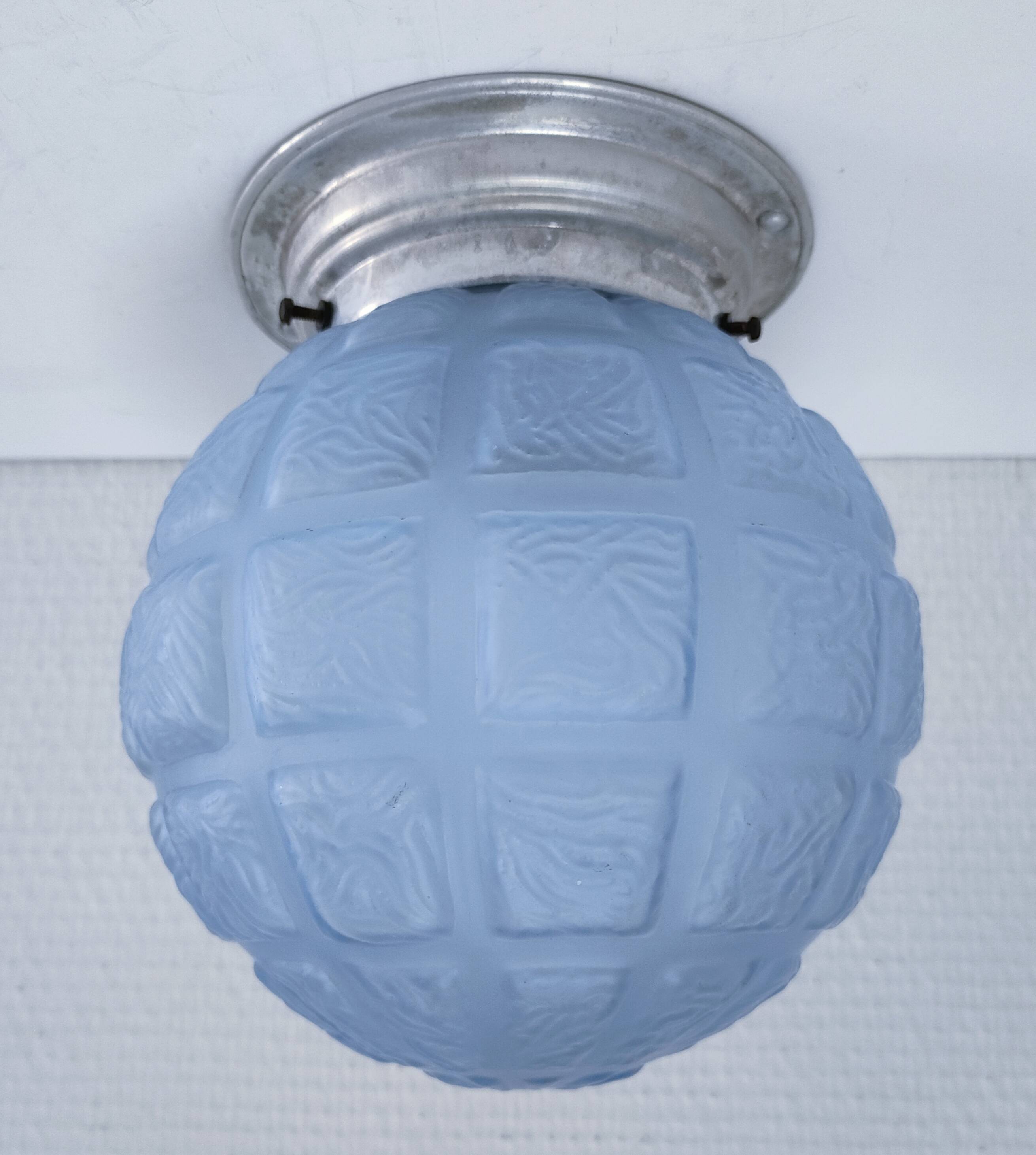 Art Deco ceiling light, blue glass, 1920s