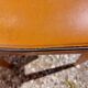 6 vintage 1960s wooden bistro chairs with camel faux leather.