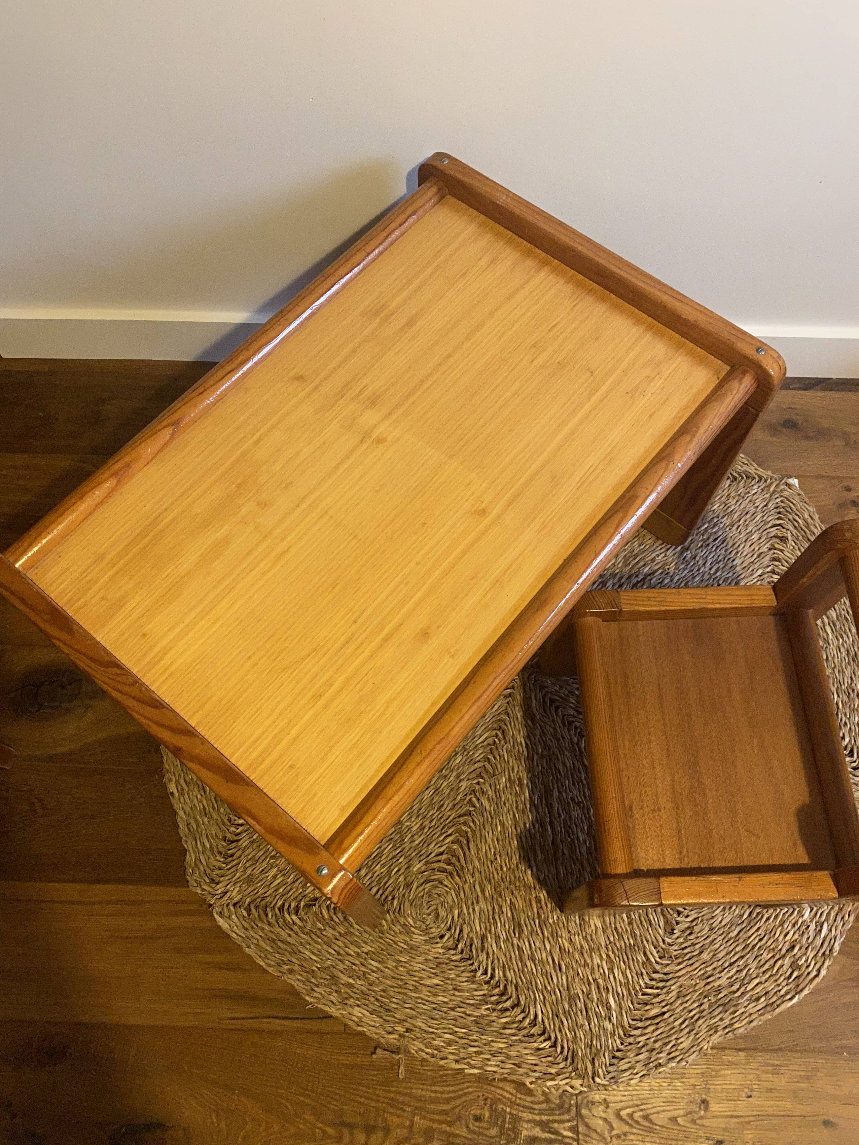 Children's desk and its wooden seat from the 80s