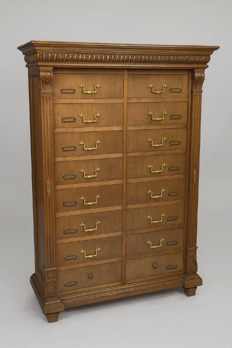 Antique solid wood workshop furniture in Renaissance style.