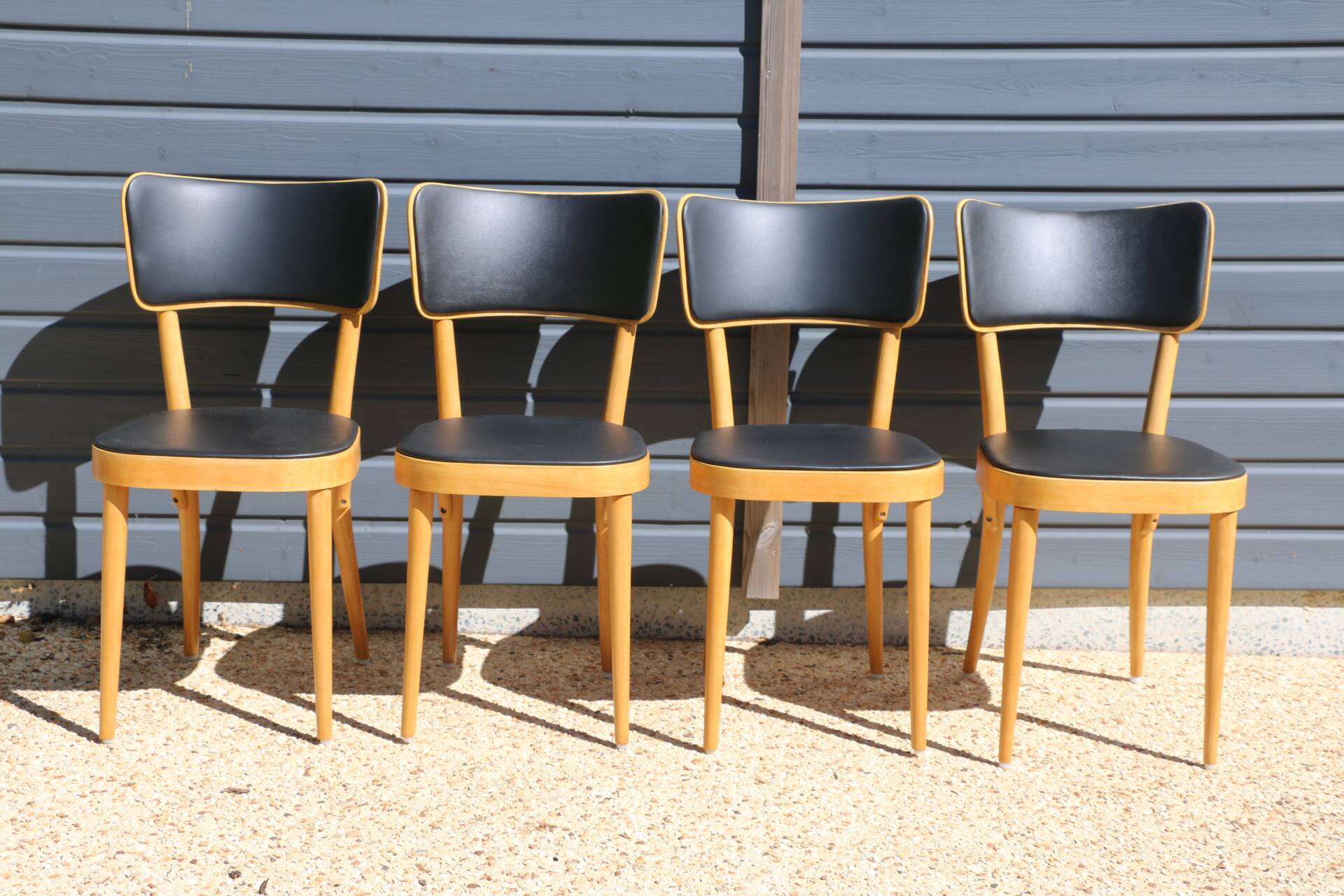 6 chaises baumann n°17 dos large skaï noir