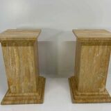 Pair of Art Deco Travertine Columns, Italy, Elegant Design, 1940s
