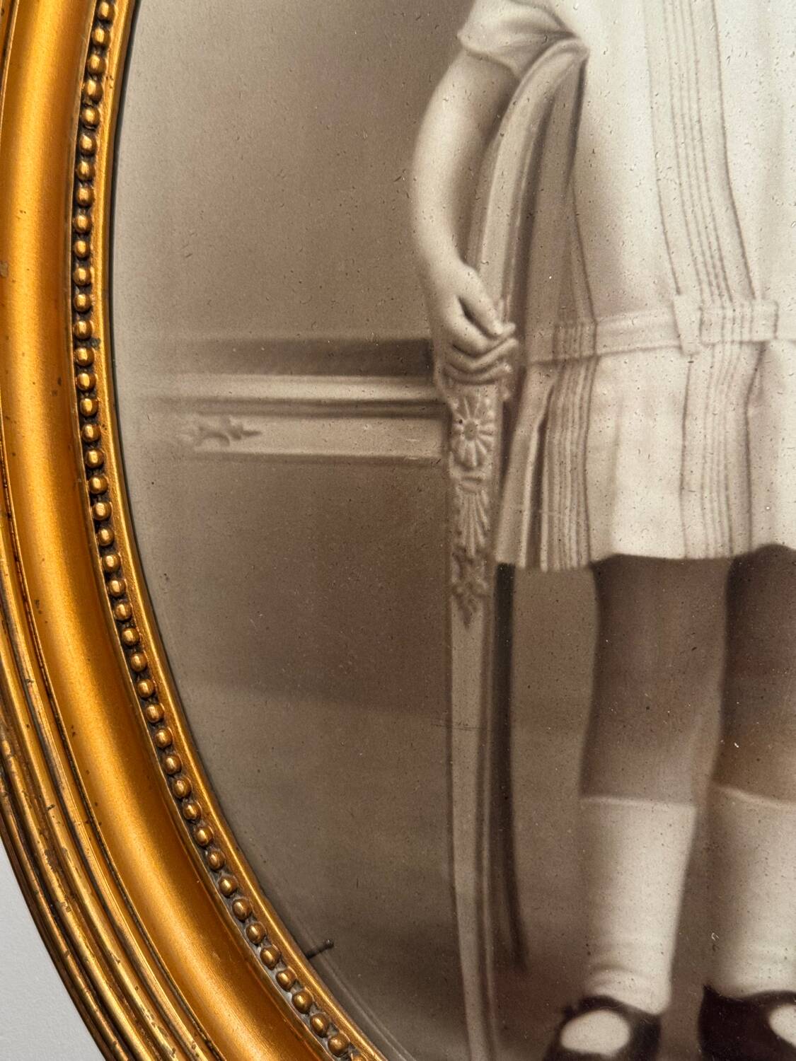 Old photograph, young girl with ribbon, 19th century