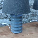 Pair of grey ceramic lamps & mottled grey lampshades – Contemporary design