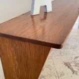 Vintage solid oak geometric wall shelf