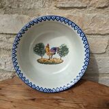 Ancien plat de service creux motif coq Saint Clément France