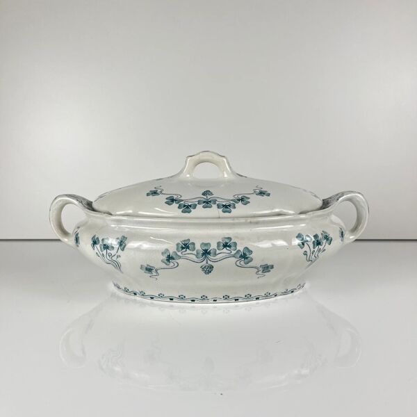 Légumier Villeroy & Boch modele ''Trèfle -Klee'', bleu, 1890-1900