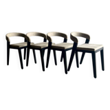 Set of 4 'Play' Chairs — Black Wood Frame with Beige Upholstery by Alain Berteau for Van Rossum