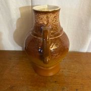 Antique strehla ceramic pitcher brown beige white interior vintage