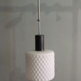 Suspension Art-Déco avec abat-jour blanc en verre dépoli des années 1930