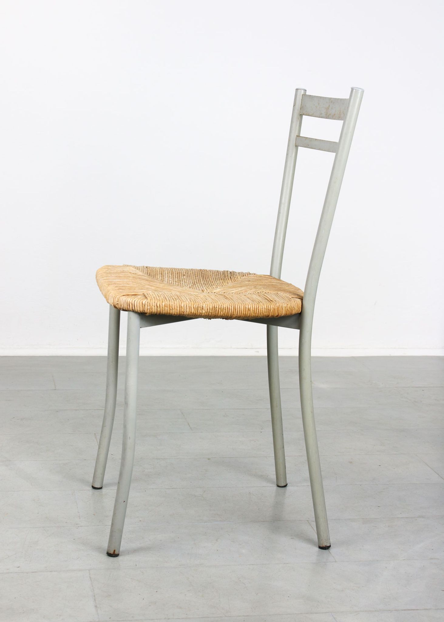 Vintage italian straw and metal chair