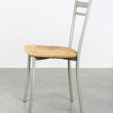 Chaise italienne vintage en paille et métal