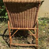 Wicker and rattan armchair 60s