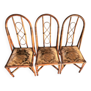 3 Chaises En rotin Assise - velours