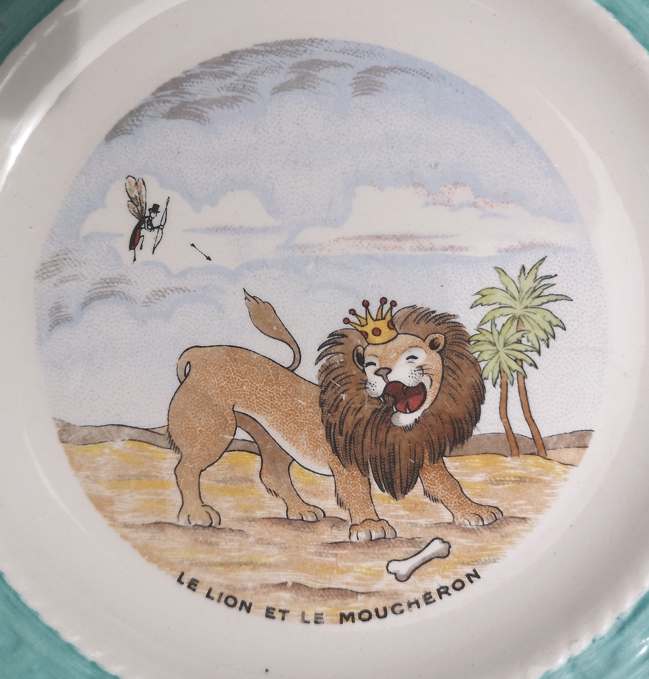 Dessert plates, old, talking theme Fables of the Fountain