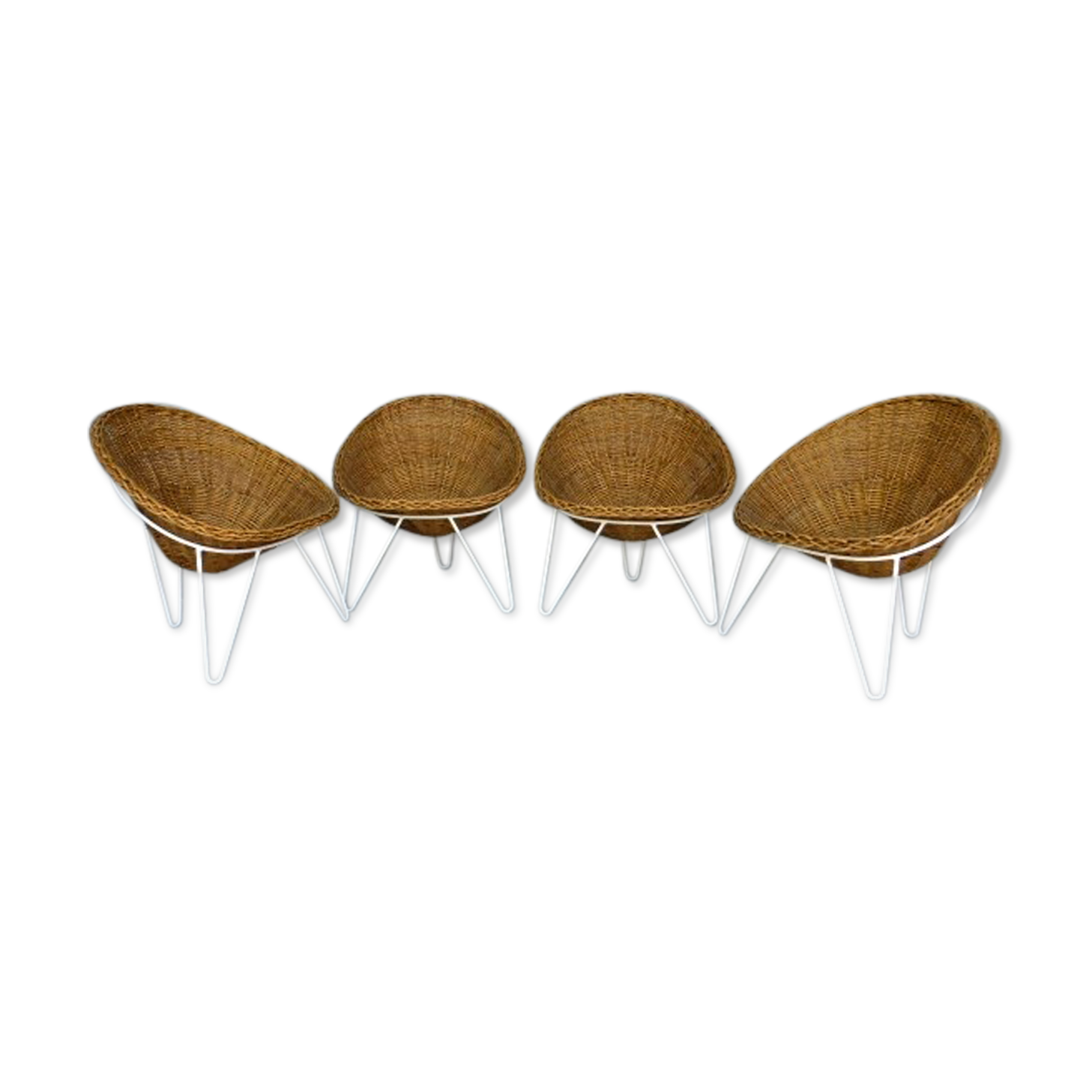 VINTAGE SALON IN RATTAN AND METAL. 1960