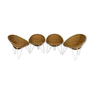 VINTAGE SALON IN RATTAN AND METAL. 1960