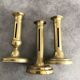Set of 3 old brass copper zipper candlesticks